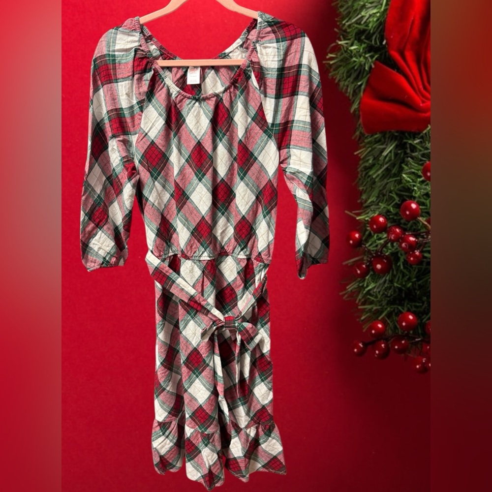 Gymboree women’s size large flannel dress red white green plaid $70 new
